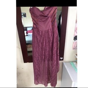 Purple strapless dress